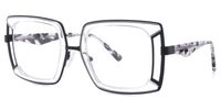 Electelm - Square Black/Crystal Eyeglasses | Vooglam Front View