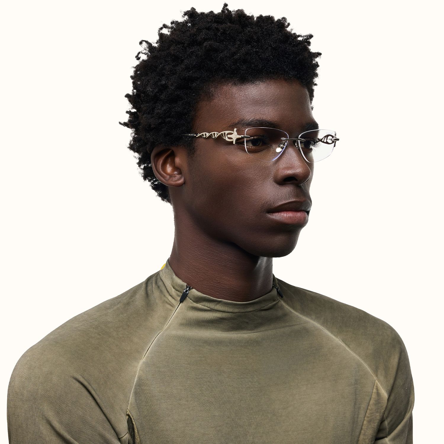 model wearing The Decoder - Geometric Silver Eyeglasses 4
