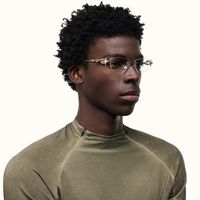 The Decoder - Avant-garde Geometric Silver Glasses | Vooglam On Model 4