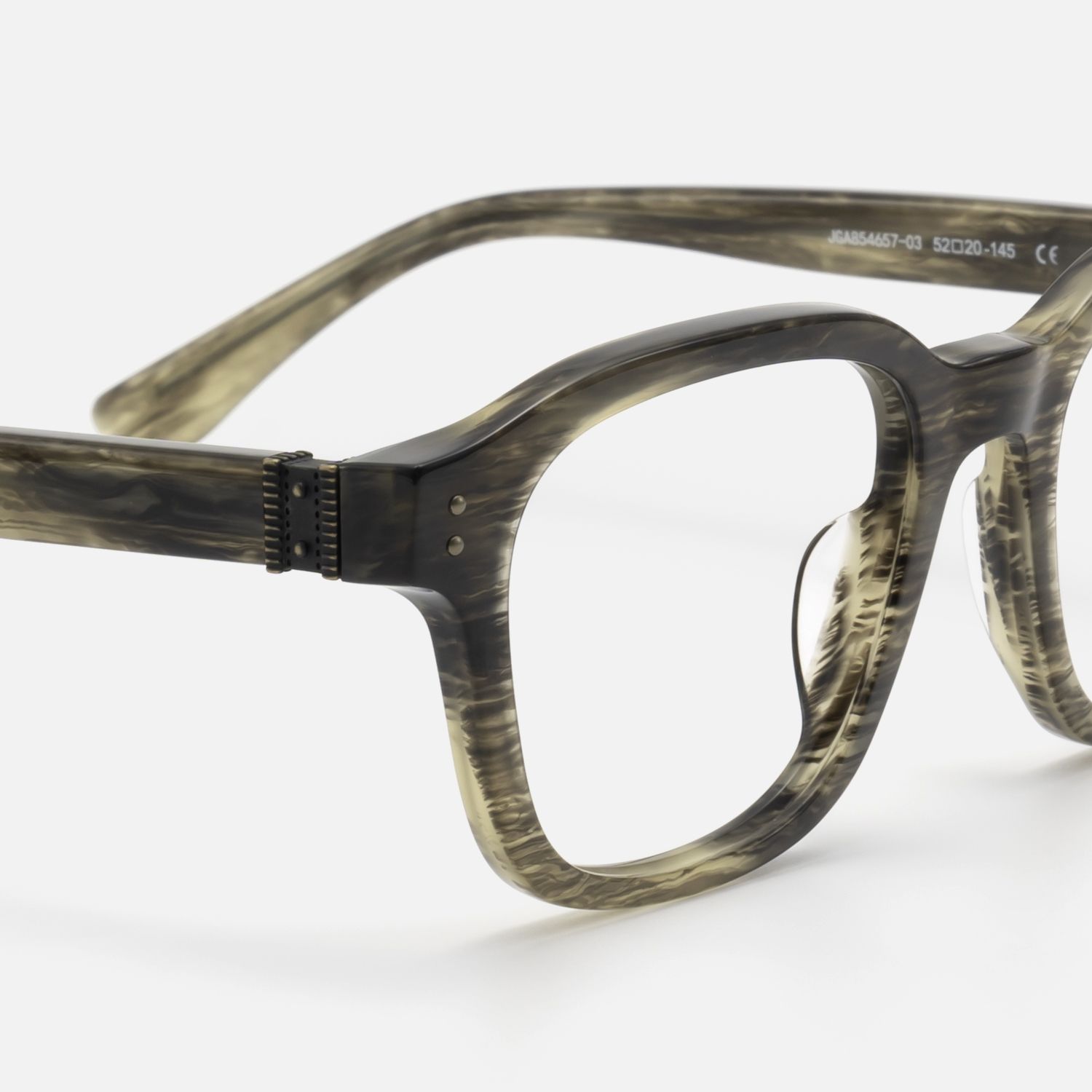 Rainier - Clear Brown Horn Rim Zipper Glasses | Vooglam Design Details