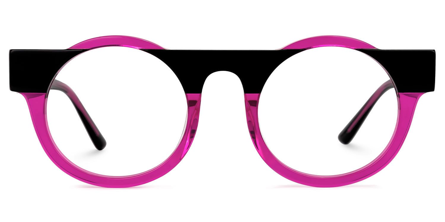 Egon - Round Black/Pink Eyeglasses | Vooglam Angle View