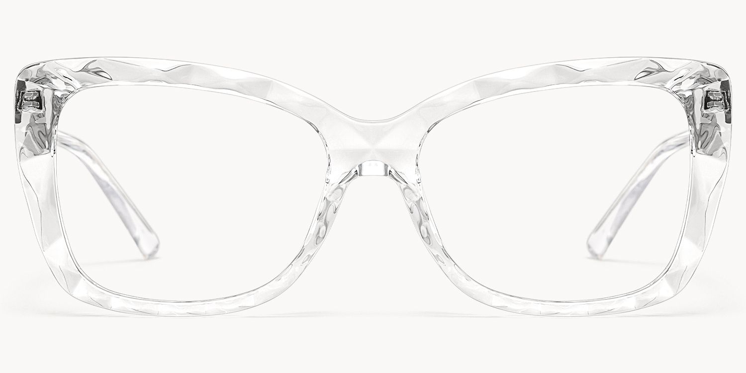 Shane - Rectangle Crystal Clear Faceted Glasses │Vooglam - Angle View