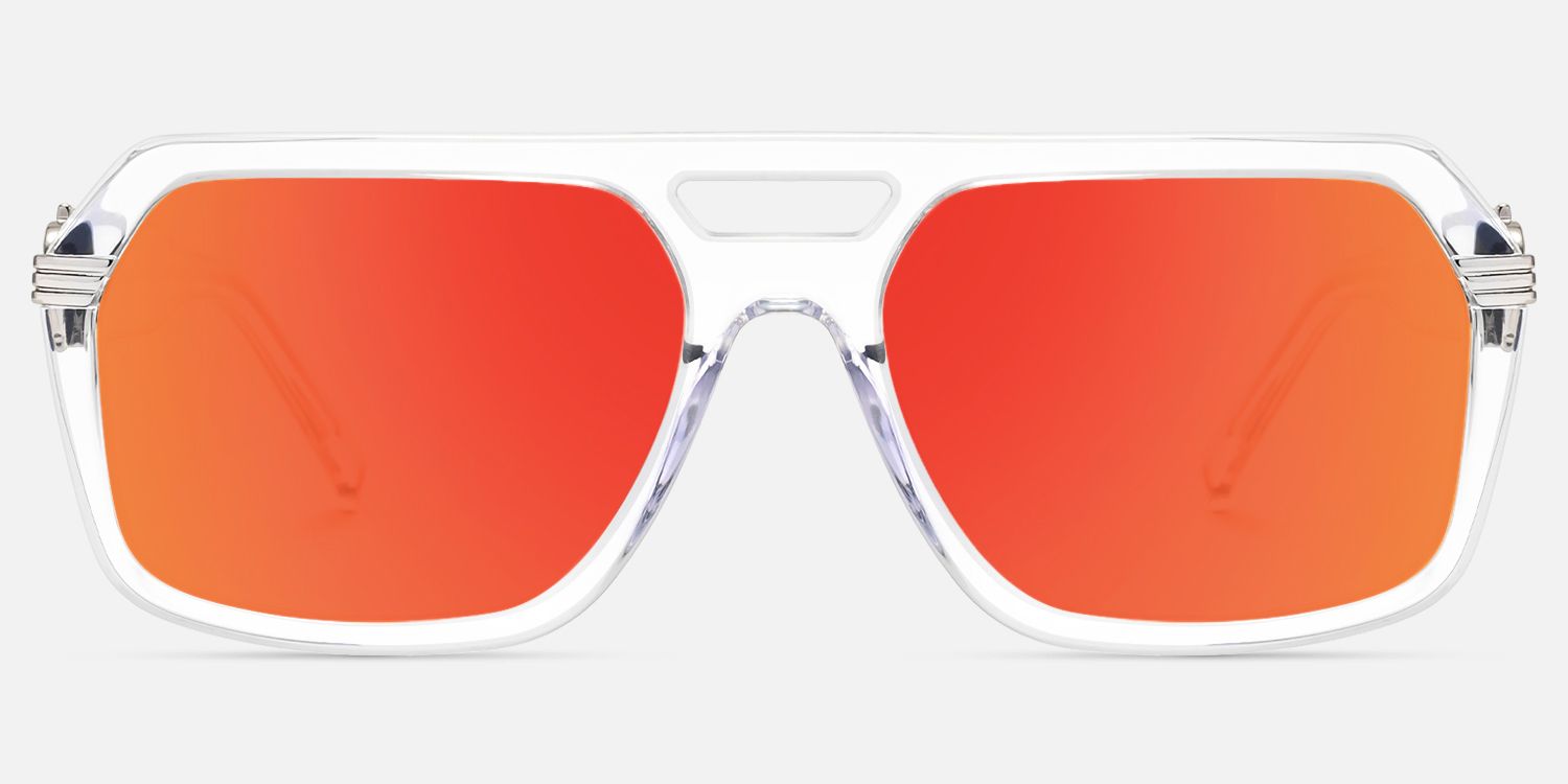 Maverick - Clear Aviator Mirror Sunglasses | Vooglam Angle View