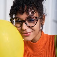 Naira - Cat Eye Floral Eyeglasses | Vooglam On Model