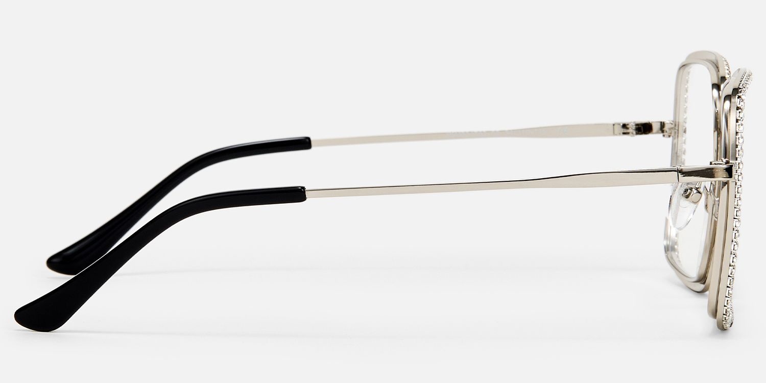 Kafele - Square Silver Eyeglasses | Vooglam Side View