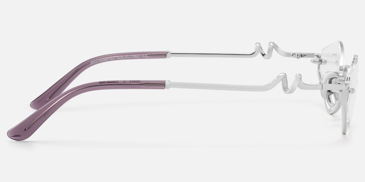Niseko - Silver Diamond Shape Bottom Rim Glasses | Vooglam Side View