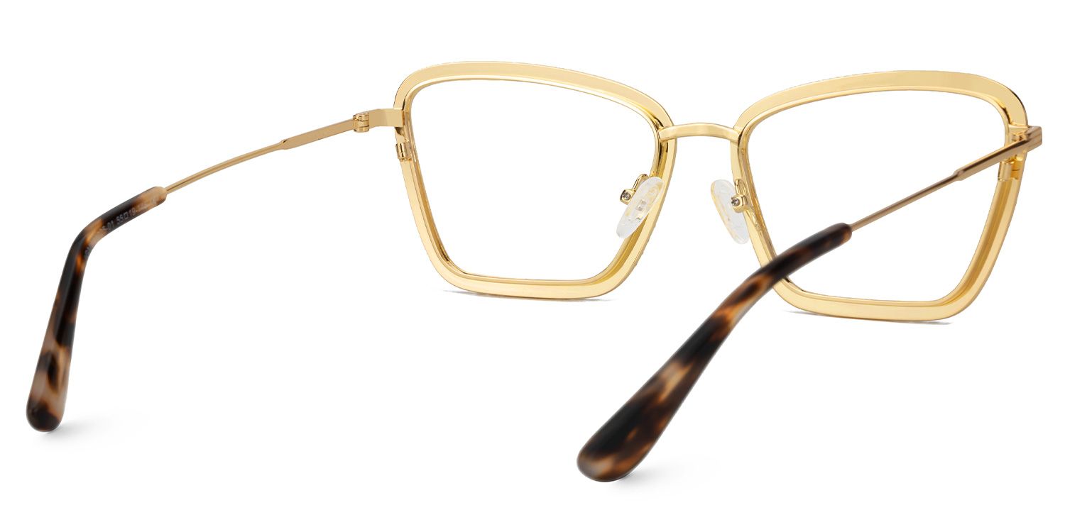 Feodora - Rectangle Gold Eyeglasses by Vooglam - Side View