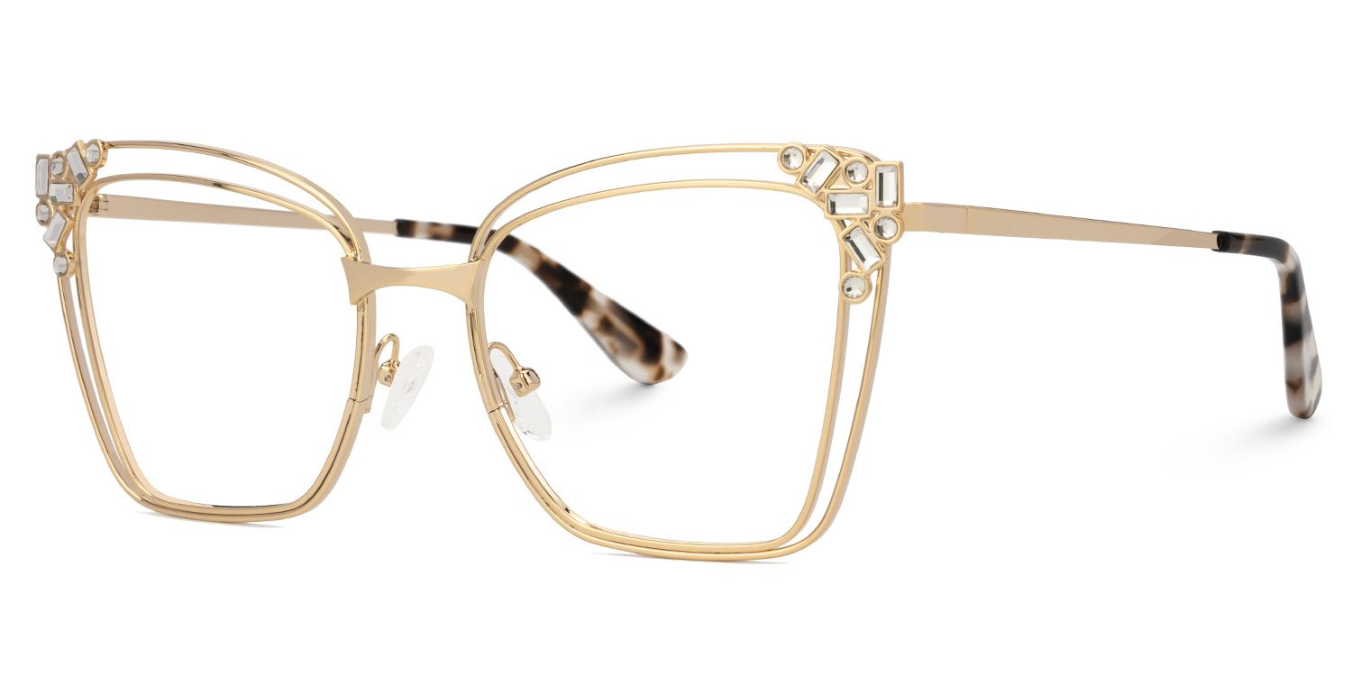 Fathiyya - Butterfly Gold Eyeglasses | Vooglam Front View