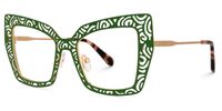 Darielle - Square Green Eyeglasses | Vooglam Front View
