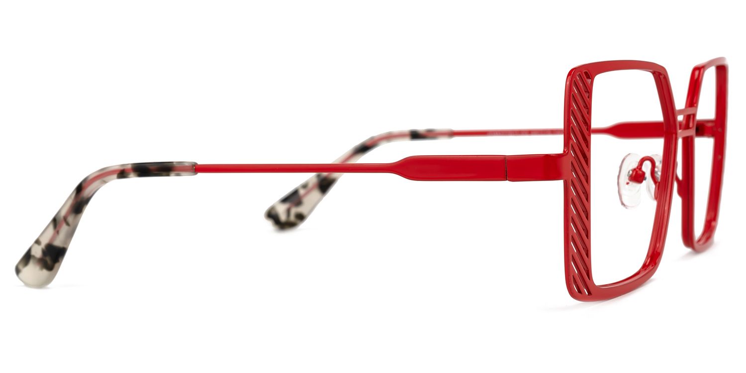 Eirene - Square Red Eyeglasses | Vooglam 4