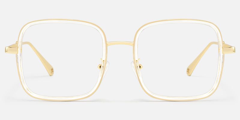 Jace - Clear Square Designer Glasses Gold Temples