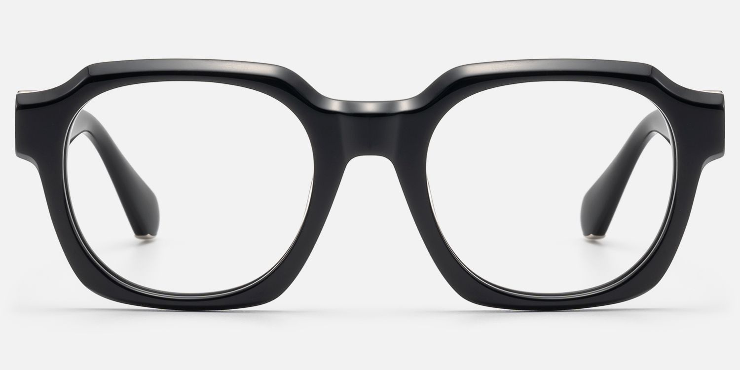 Vernon - Glossy Black Gothic Hexagon Glasses | Vooglam Angle View