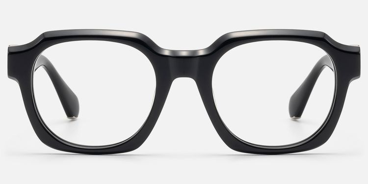 Vernon - Glossy Black Gothic Hexagon Glasses | Vooglam