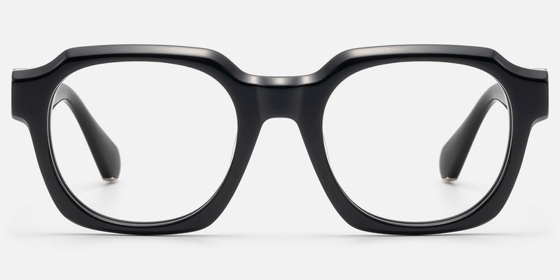 Vernon - Glossy Black Gothic Hexagon Glasses | Vooglam