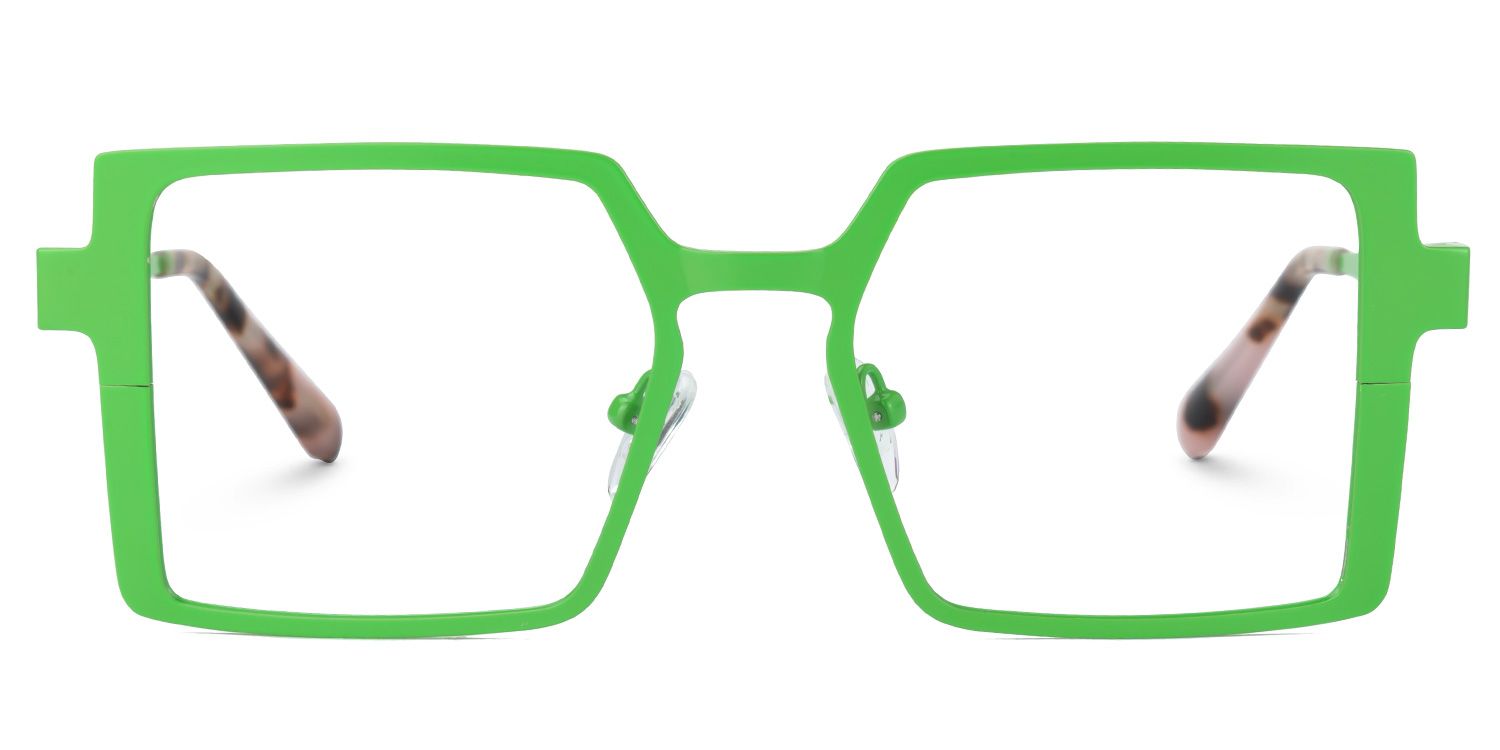 Elowen - Rectangle Green Eyeglasses | Vooglam Angle View