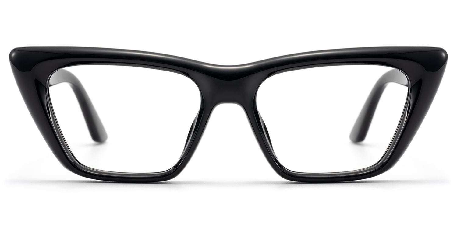 Frame Size of Meguro - Inflated Black Cat Eye Rx Glasses | Vooglam