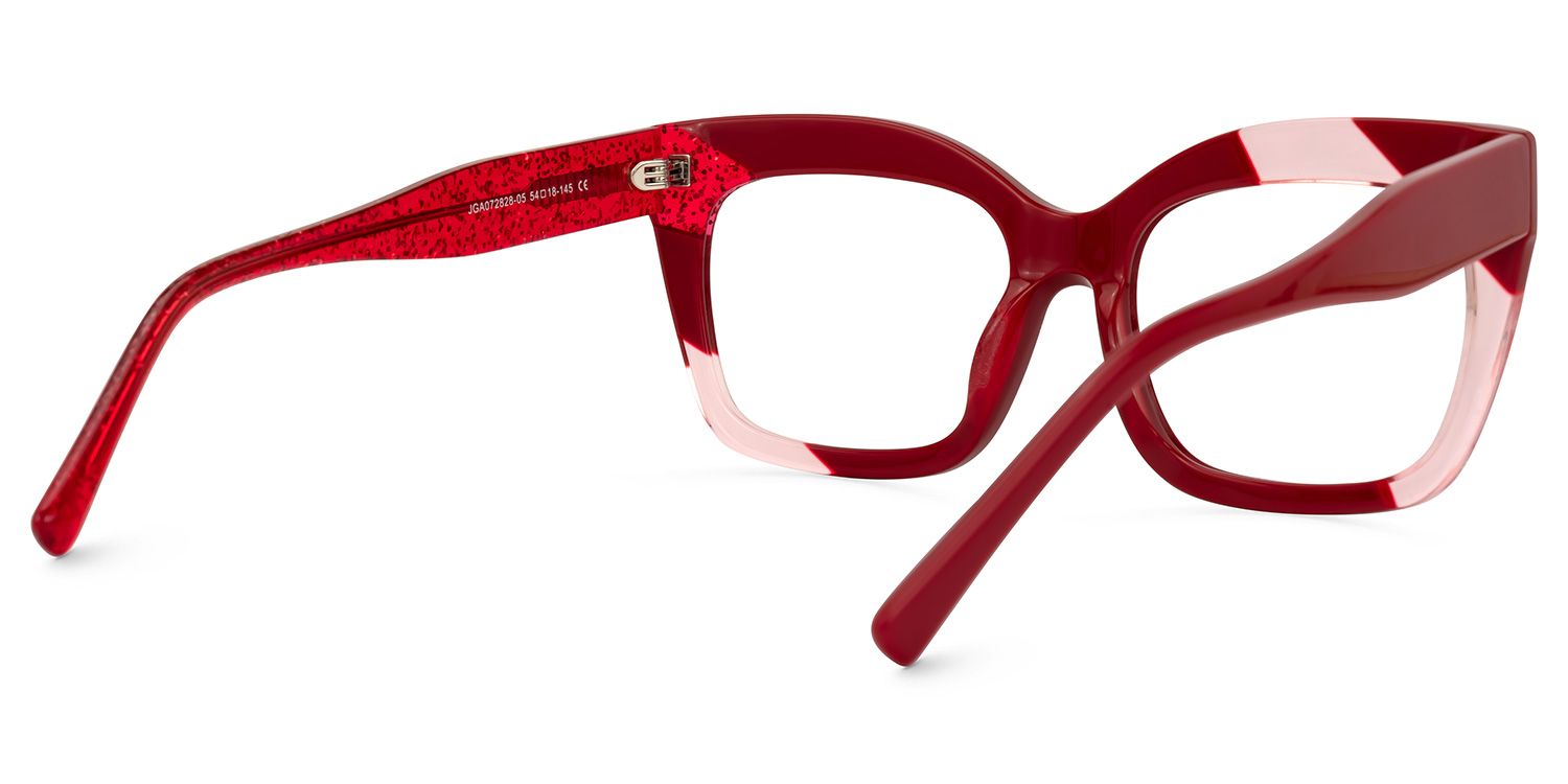 Terrie - Square Red Eyeglasses | Vooglam Side View