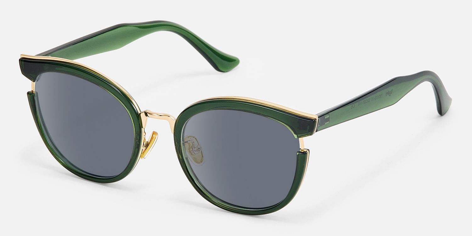 Retro Classic Hunter Green Sunglasses Cat Eye Shape | Vooglam Front View