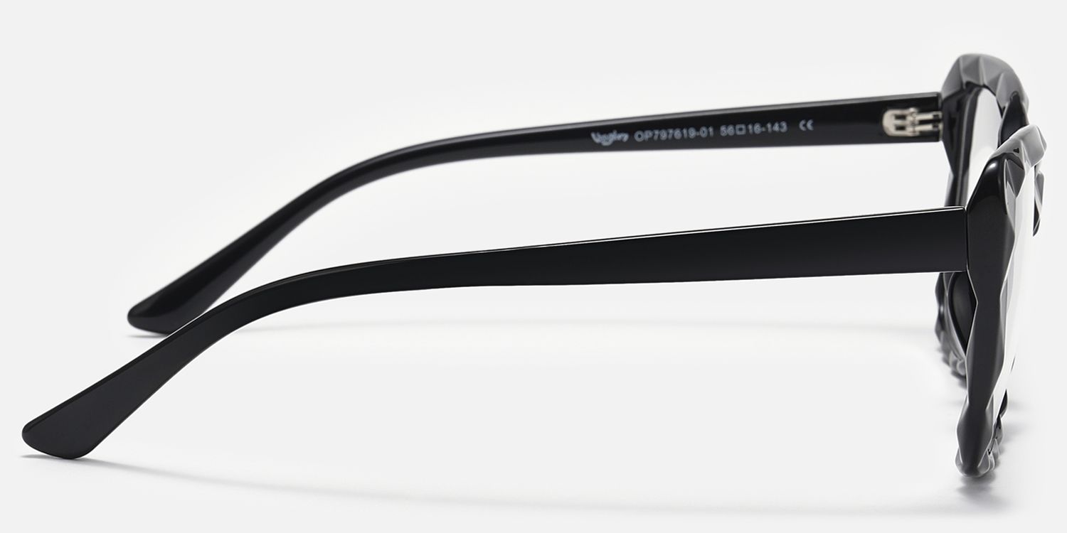 Letitia - Bold Faceted Black Rectangle Glasses product detail 3