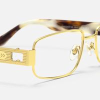 Cypher - Rectangle Gold Eyeglasses | Vooglam Design Details
