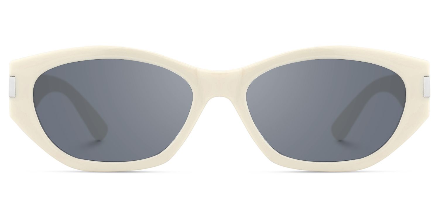 Reign - Geometric White Sunglasses | Vooglam Angle View
