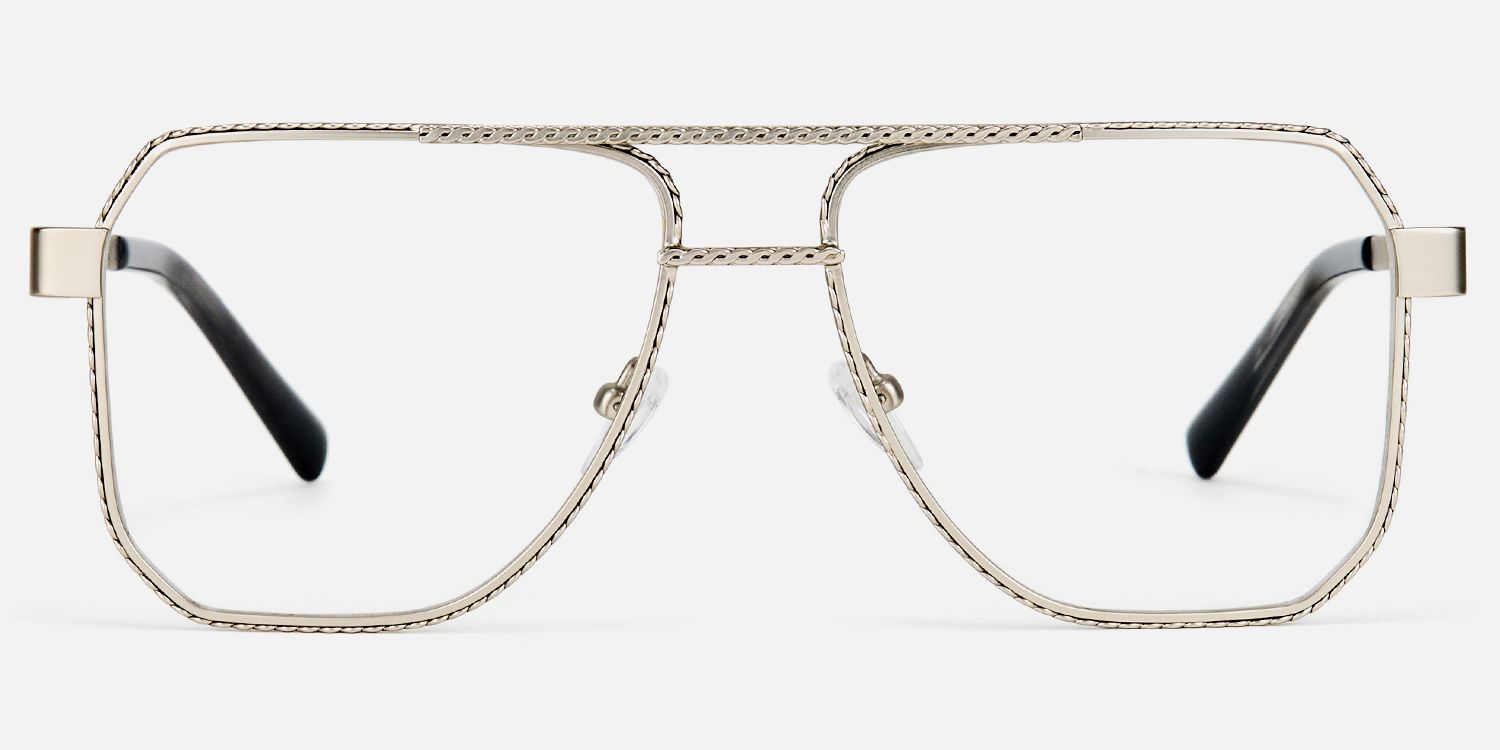 Fidelina - Aviator Silver Eyeglasses | Vooglam Angle View