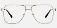 Fidelina - Aviator Silver Eyeglasses | Vooglam Angle View