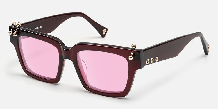 PIERCE - Gold Piercing Burgundy Sunglasses | Vooglam