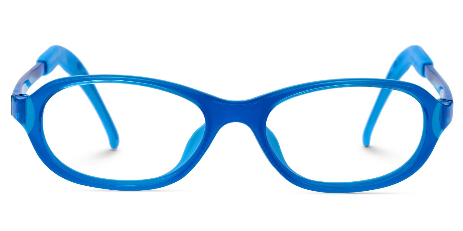 Juniper - Oval Blue Kids Eyeglasses | Vooglam Angle View