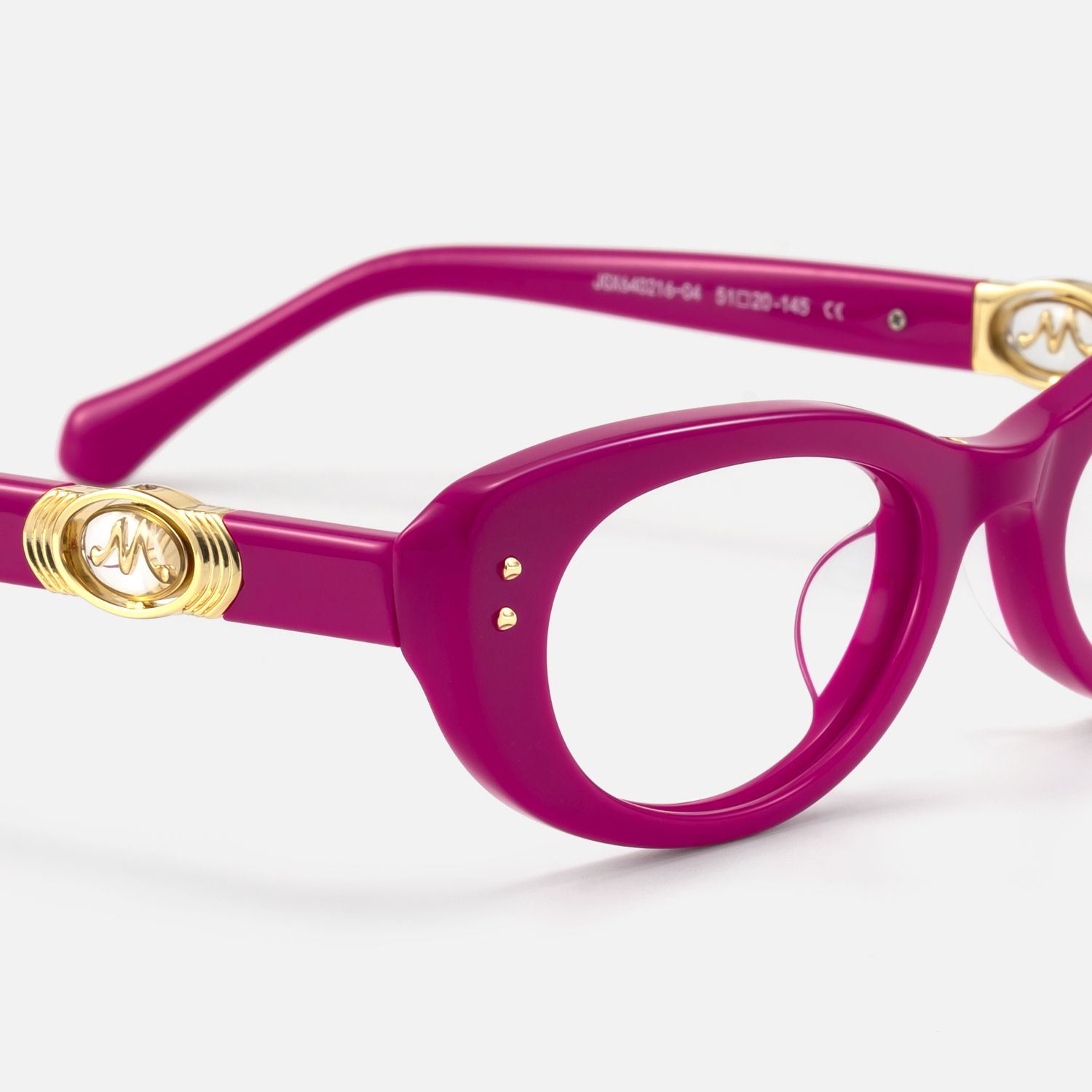 Ginza - Magenta Acetate Y2K Narrow Cat Eye Glasses | Vooglam Design Details