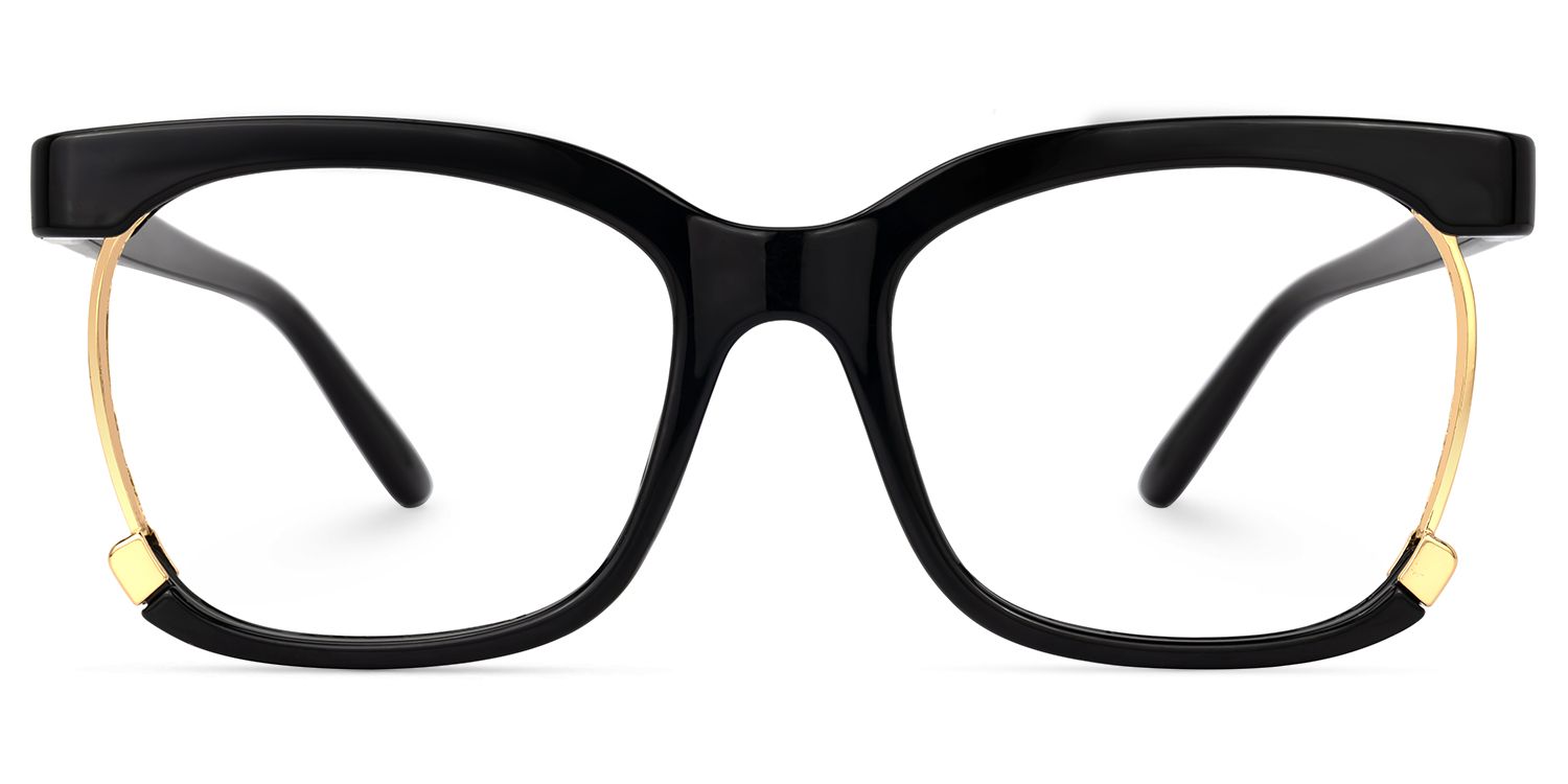 Adjoa - Rectangle Black Eyeglasses | Vooglam Angle View