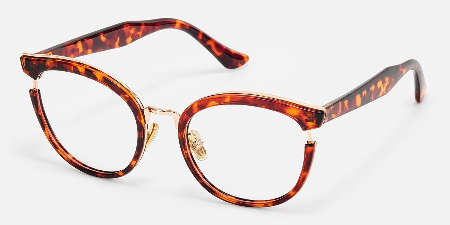 Retro - Bohemian Round Tortoise Eyeglasses | Vooglam Front View