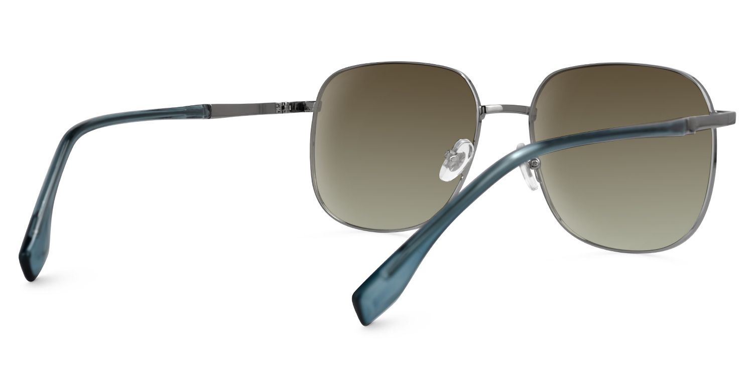 Eiichi - Square Silver Prescription Sunglasses by Vooglam - Side View