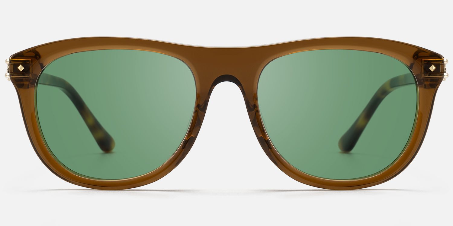 O'Keeffe - Clear Brown Aviator Sunglasses | Vooglam Angle View