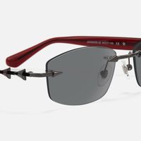 Fracture - Dark Gray Tint Rimless Sunglasses | Vooglam Design Details