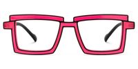 Joselyn - Cyberpunk Rectangle Black/Pink Frame Glasses | Vooglam Angle View
