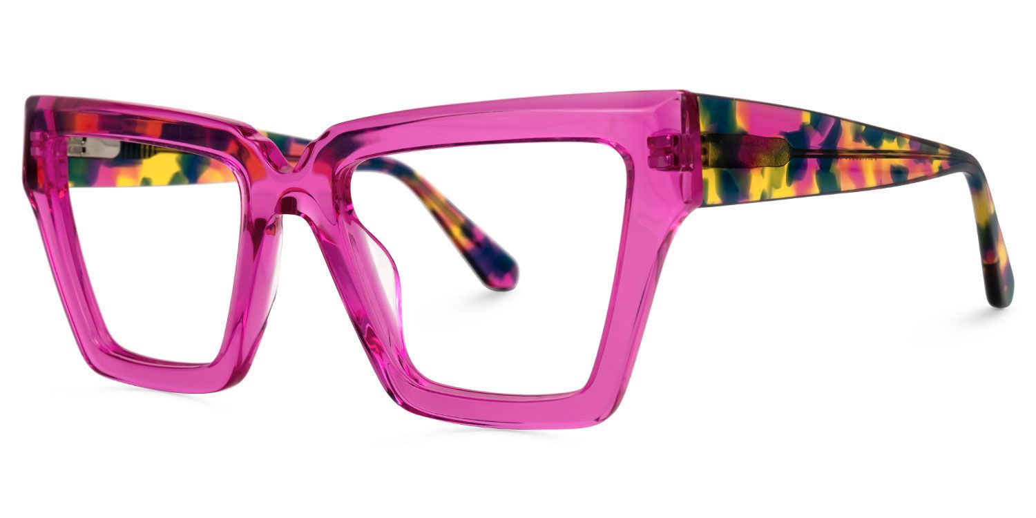 Elchanan - Rectangle Pink Eyeglasses | Vooglam Front View