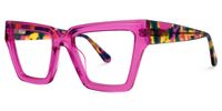 Elchanan - Rectangle Pink Eyeglasses | Vooglam Front View