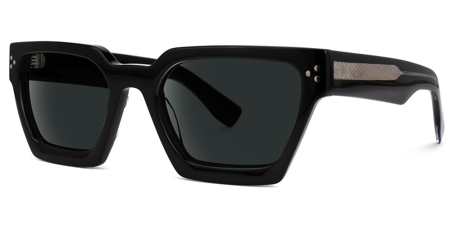 Dejan - Rectangle Black Sunglasses | Vooglam Front View