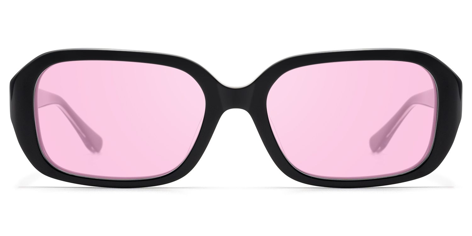 Frame Size of Mies - Pink Lens Exposed Hardware Black Sunglasses | Vooglam