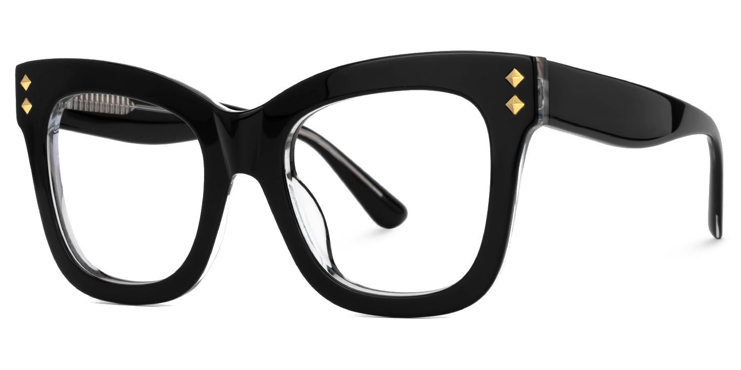Faustyna - Square Black Eyeglasses | Vooglam Front View