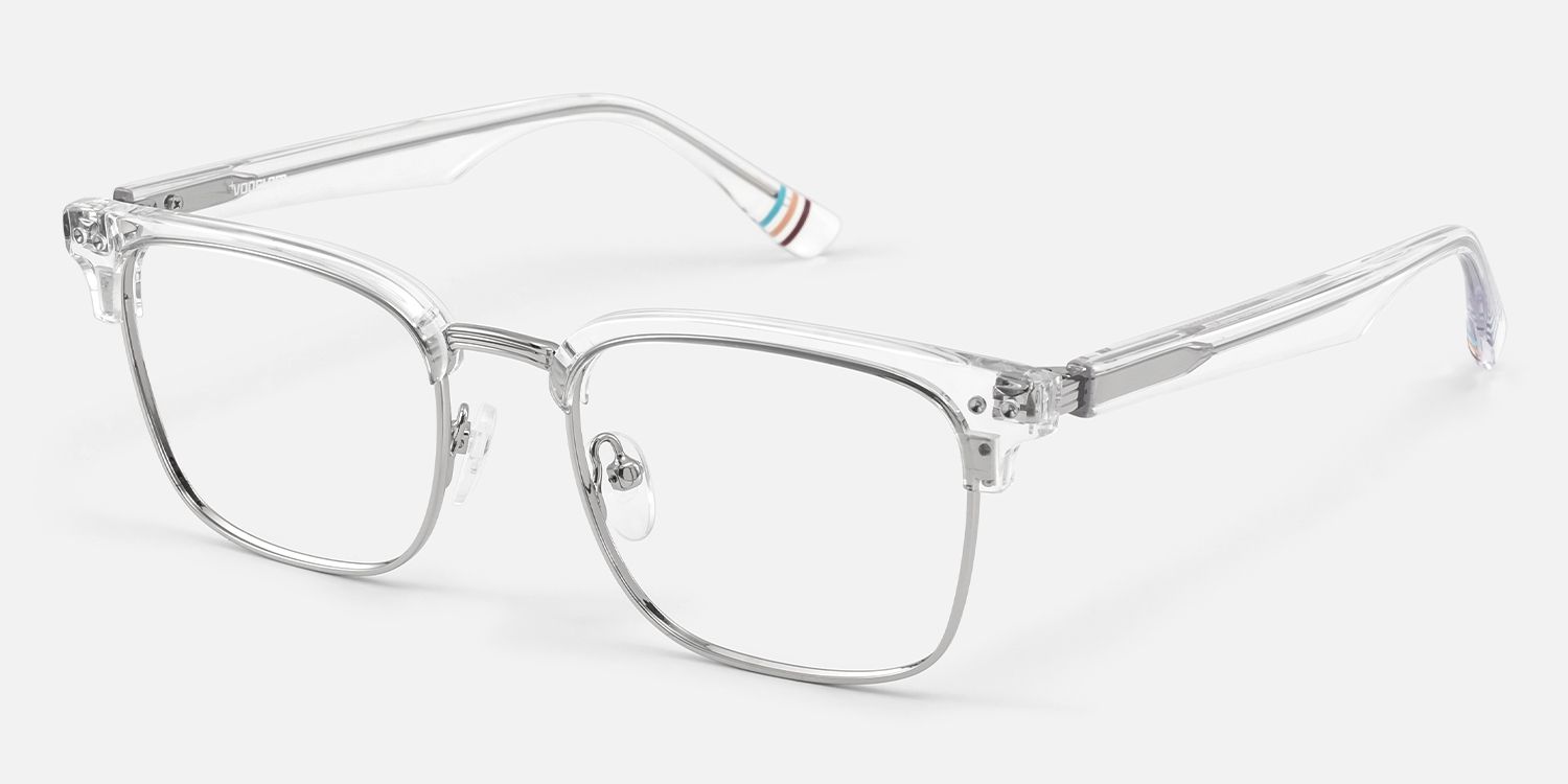Preppy - Rectangle Transparent Eyeglasses | Vooglam Front View