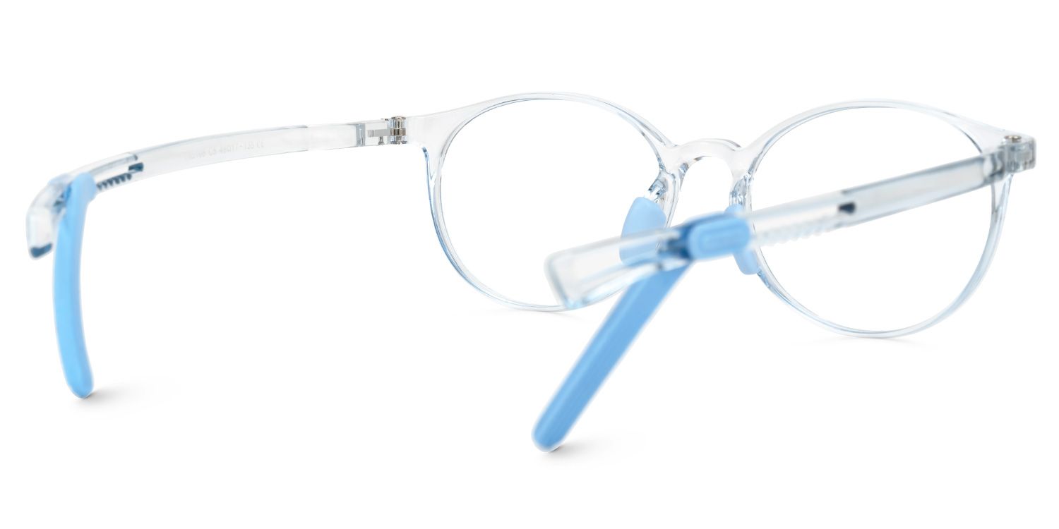 Joshua - Round Blue Kids Eyeglasses | Vooglam Side View