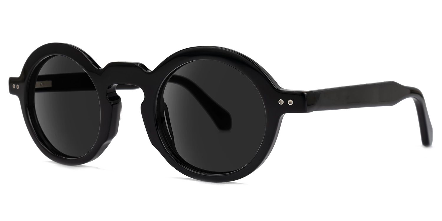 Deepnita - Round Black Sunglasses | Vooglam Front View