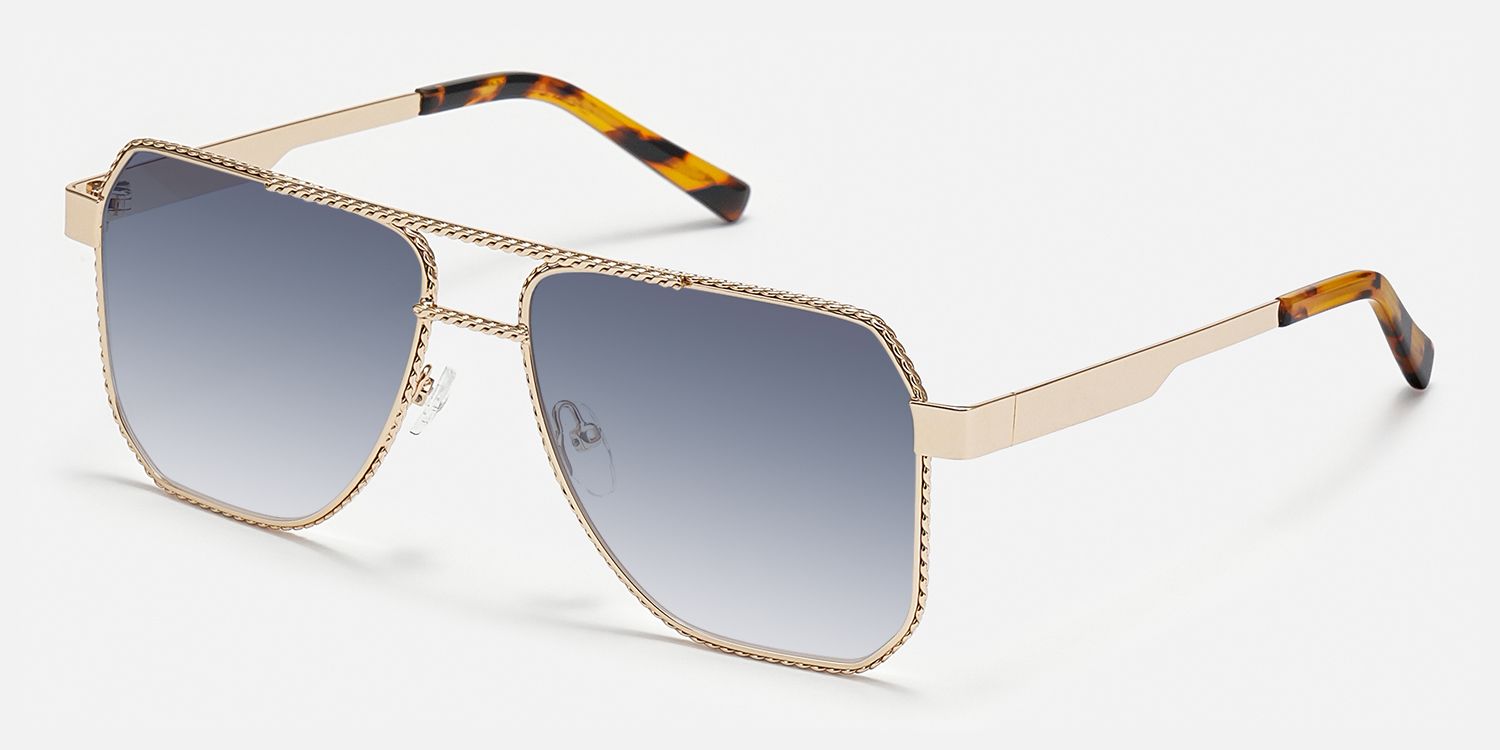 Fidelina - Aviator Gold Sunglasses | Vooglam Front View