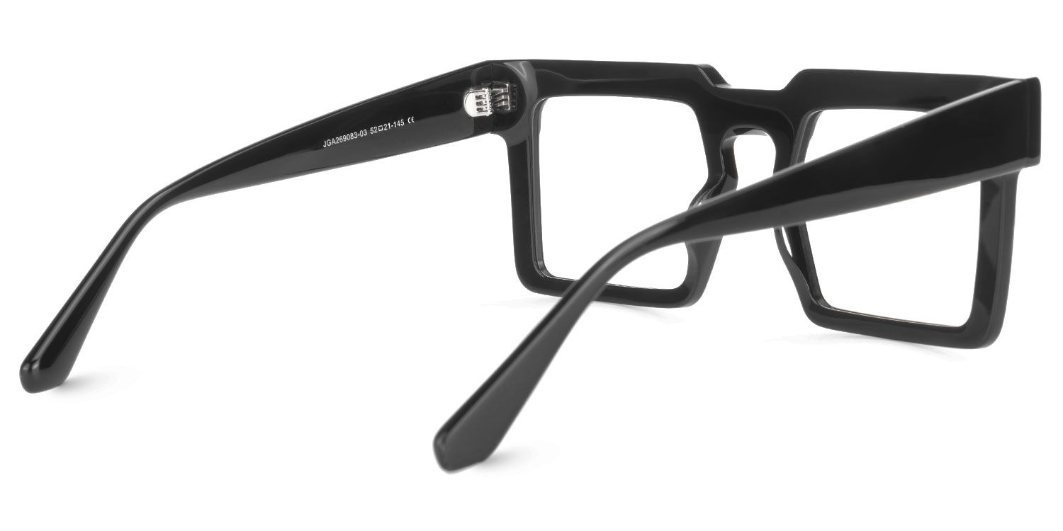 Elinoah - Square Black Eyeglasses | Vooglam Side View