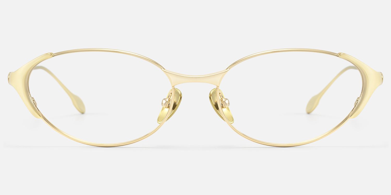 Ebisu - Retro Gold Oval Glasses with Ti Nose Pads | Vooglam Angle View