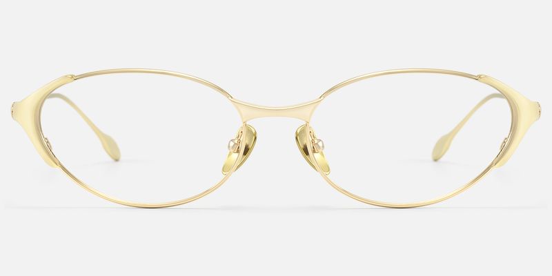 Ebisu - Retro Gold Oval Glasses with Ti Nose Pads | Vooglam
