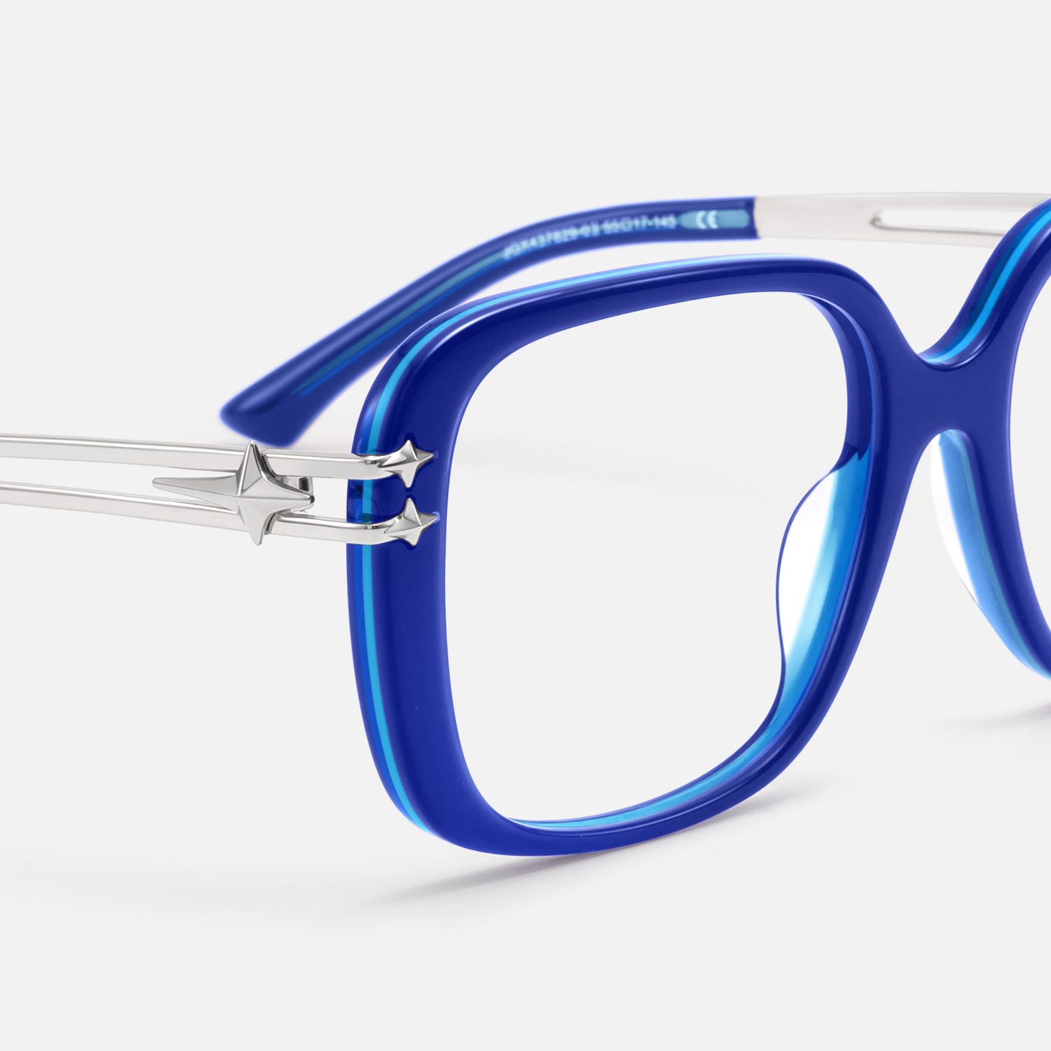 Nova - Bright Blue Star Deco Double Wire Glasses by Vooglam - Design Details