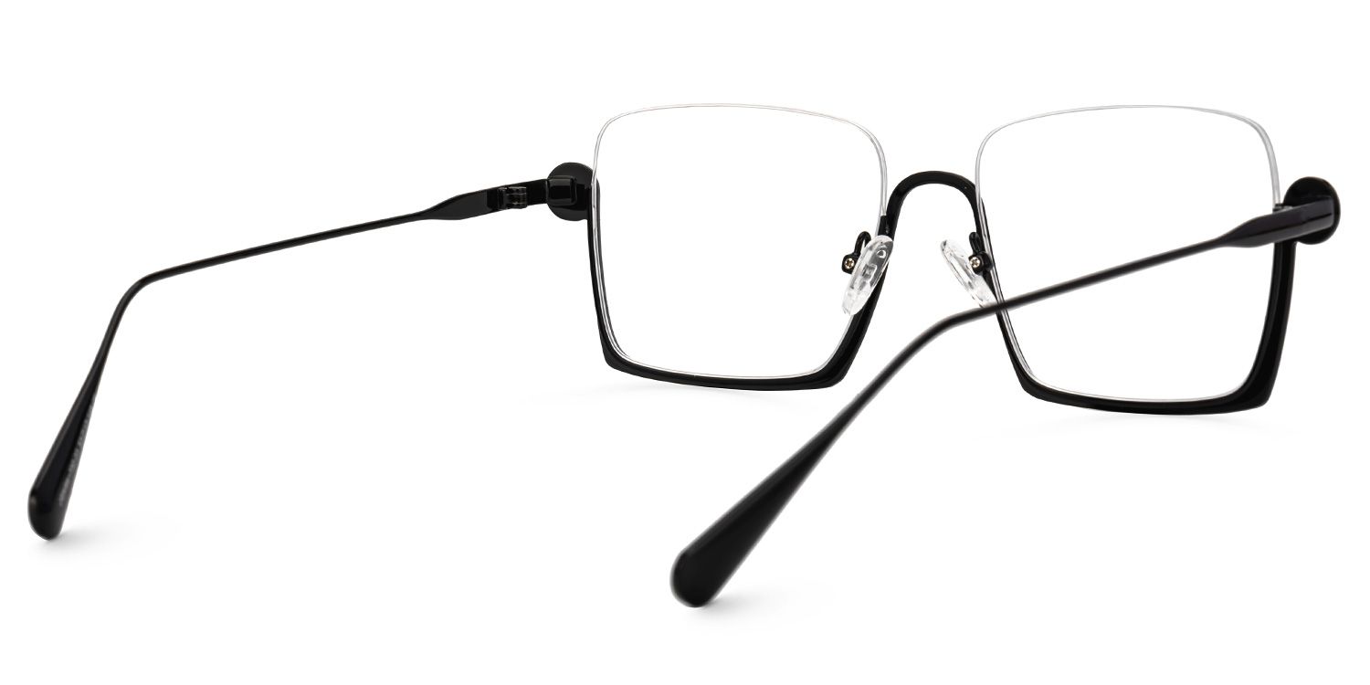 Fenella - Square Black Eyeglasses | Vooglam Side View